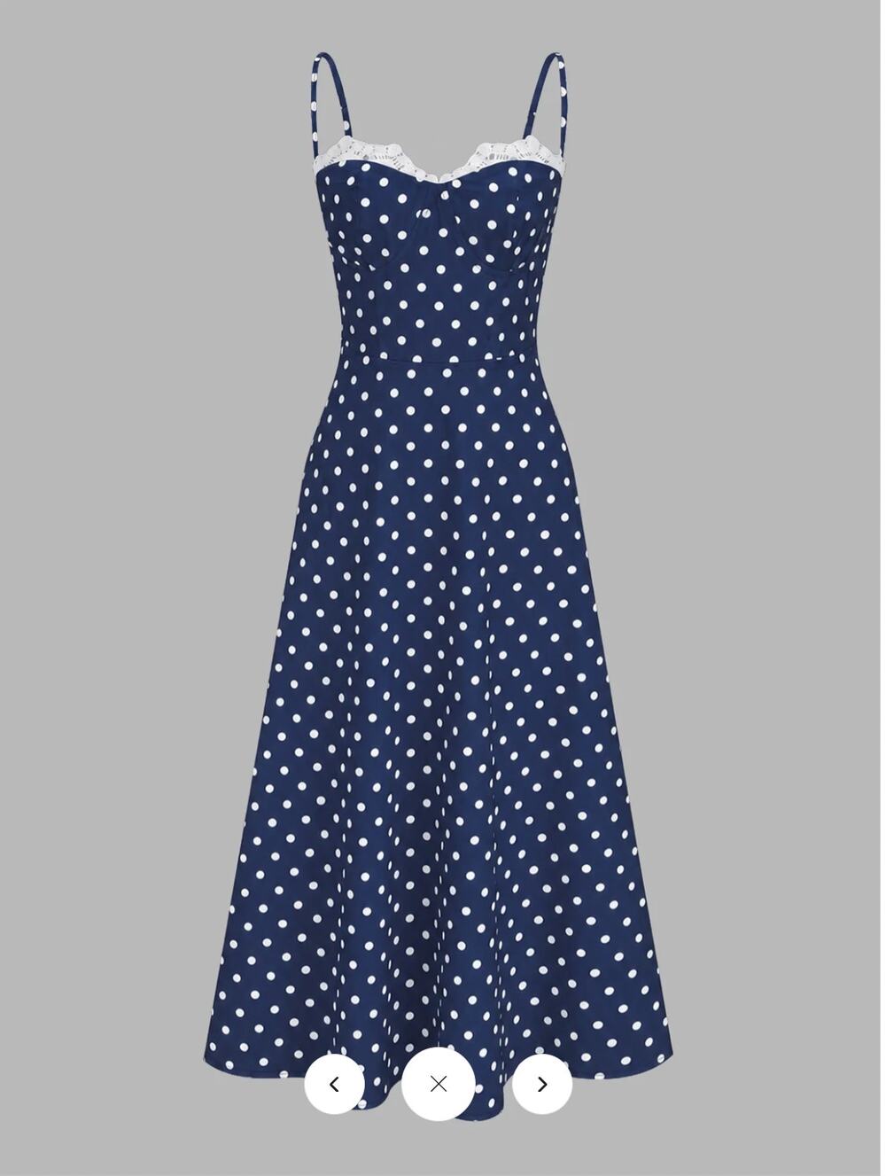 NWT Commense Polka Dot Lace Trim Cami Maxi Dress Sz S